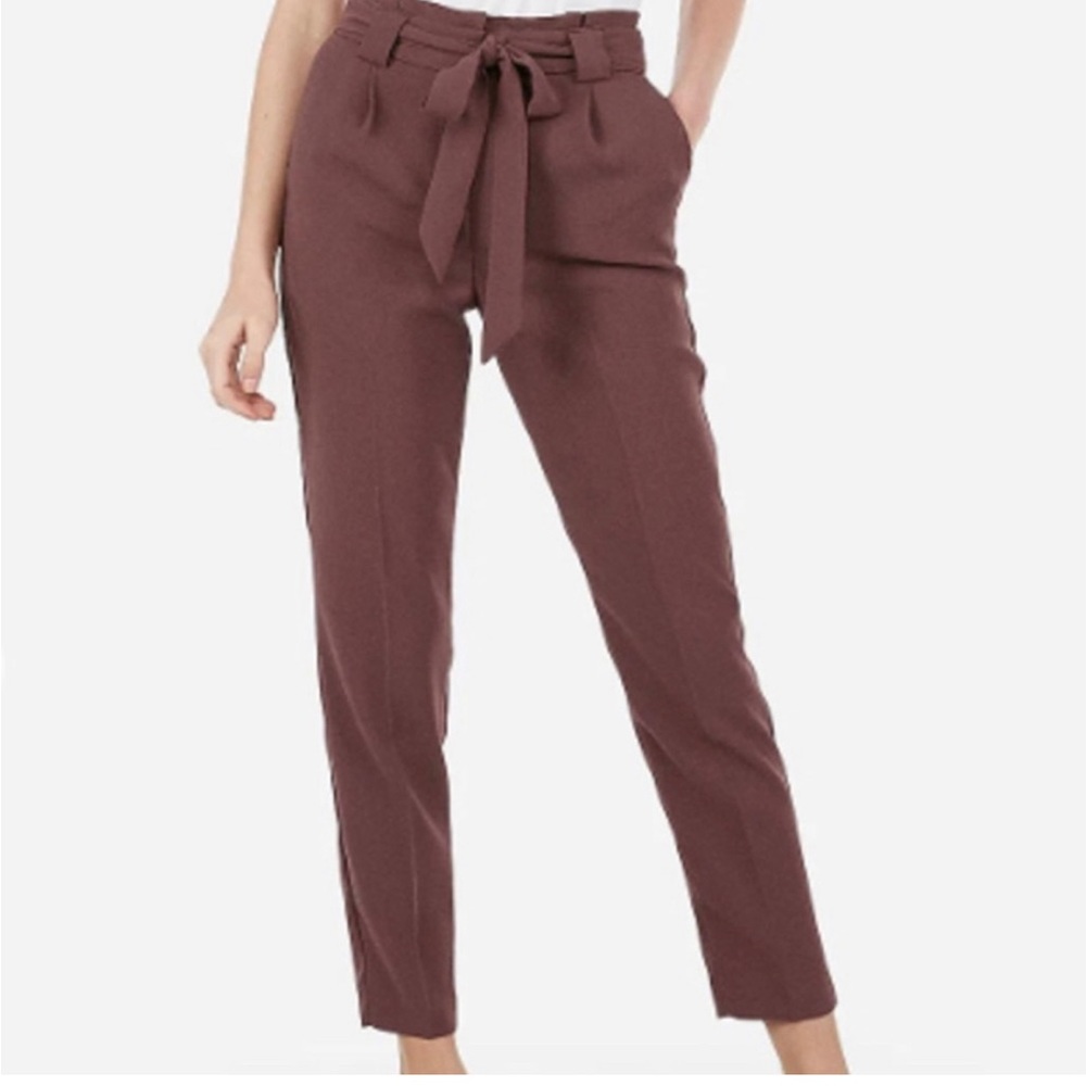 Express High-rise ankle paper bag style work slacks